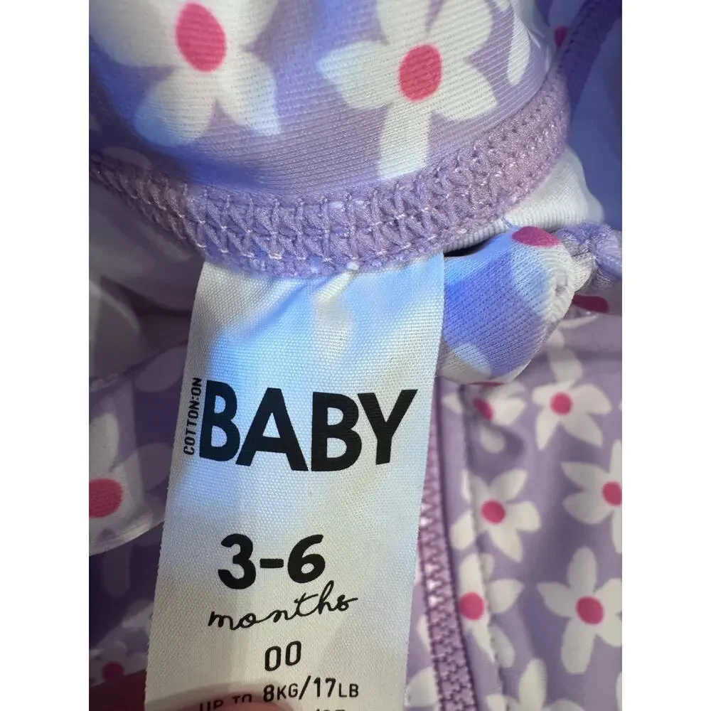 Cotton on baby girls one piece rash guard swimsuits (2) size 3-6 months